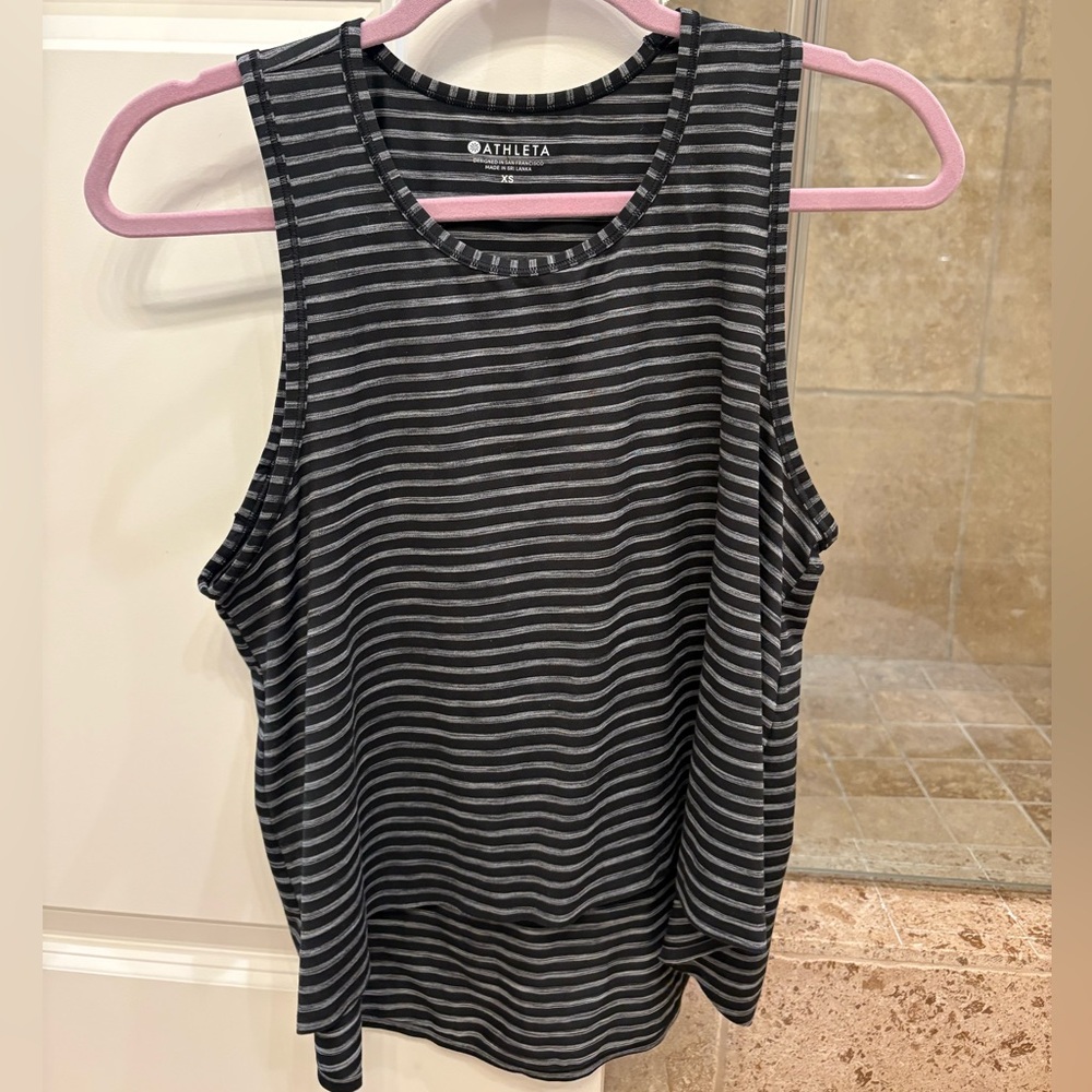 Athleta Charcoal and Black Striped Tank Top